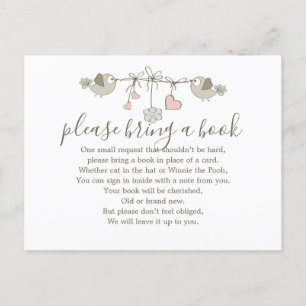 Baby Vogels Baby Shower Boek Insteek Verzoekkaart Uitnodiging Briefkaart