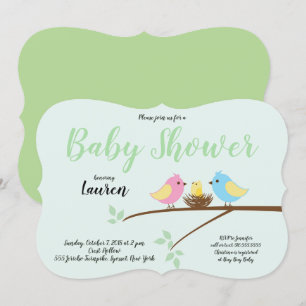 Baby vogels Branch Nest Baby shower Invitation Kaart
