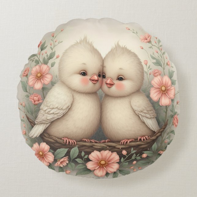 Baby vogels rond kussen (Voorkant)