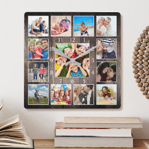 Baby voor aangepaste fotocollage Rustic Farmhouse Vierkante Klok