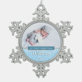 Baby voor eerste kerstmis tin sneeuwvlok ornament (Voorkant)