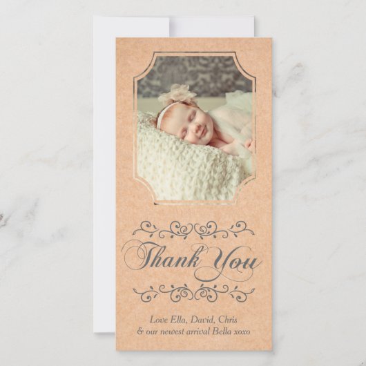 Baby voor schrijftypografie bedankkaart (Voorkant)