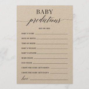 Baby voorspelling Baby shower game Programma
