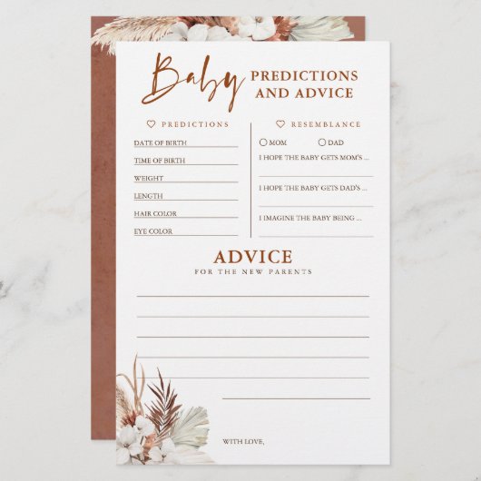 Baby voorspelling en adviesgame (Voorkant / Achterkant)