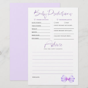 Baby Voorspellingen Advies Paarse Baby shower Spel