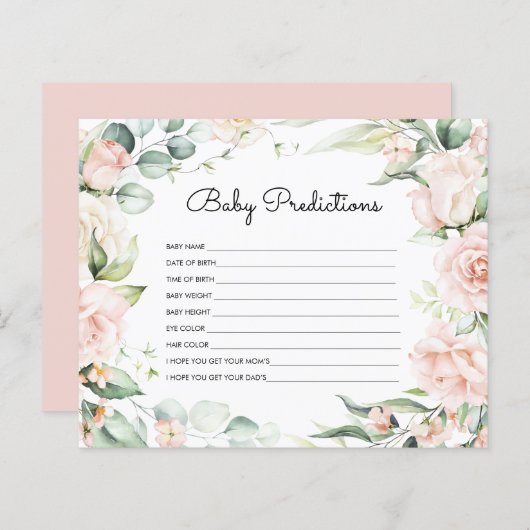 'Baby voorspellingen' Blush GreeneryBaby Shower Ga (Voorkant / Achterkant)