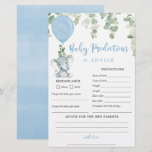 Baby voorspellingskaart Elephant blue ballon