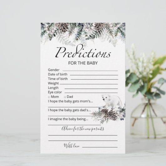 Baby voorspellingskaart winterbaby shower (Staand voorkant)