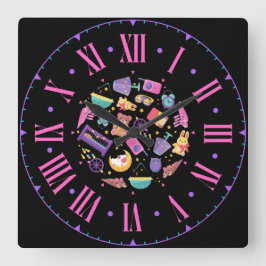 Baby vormen en pictogrammen Romeinse cijfers Vierkante Klok