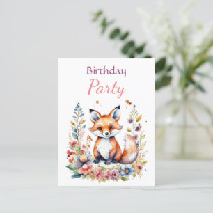 Baby Vos in Bloemen Meisje Verjaardagsfeestje Briefkaart