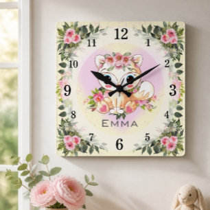 Baby Vos Kinderkamer Decoratie Gele Gepersonal Vierkante Klok