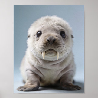 Baby Walrus Portret Arctische Kinderkamer Kunst Poster