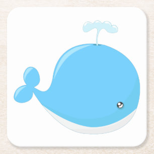 Baby walvis kawaii cartoon kind vierkante kartonnen onderzetter