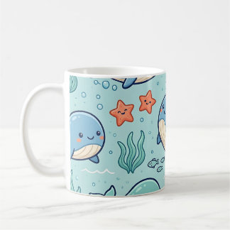 Baby Walvis Mok – Oceaan Pastel Patroon