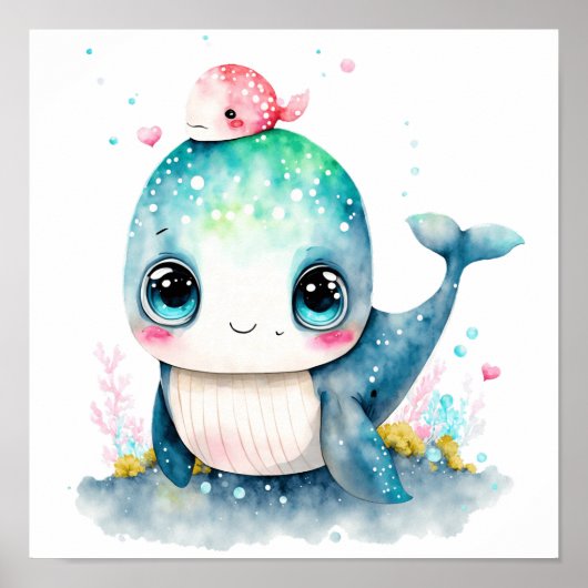Baby Walvis Wall Art Poster (Voorkant)