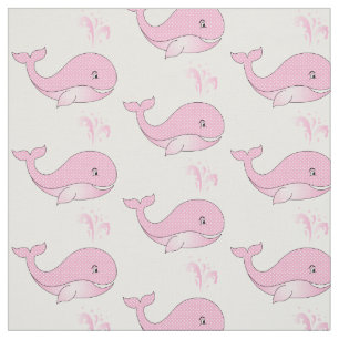Baby walvissen in roze pokadots DIY-achtergrond Stof