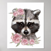 Baby Wasbeer Roos Dierenposter | Muurprint Poster (Voorkant)