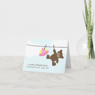 Baby waslijn bedankbriefjes {roze} bedankkaart