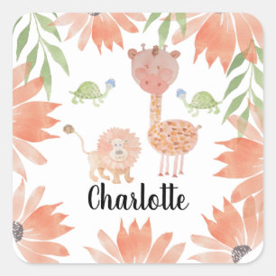 Baby Waterverf handbeschilderd Vierkante Sticker