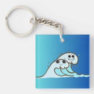 Baby Waves-grafiek op knop. Sleutelhanger