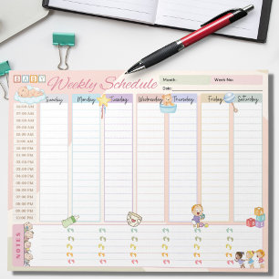 Baby Wekelijkse schema planner veelkleurige thema Notitieblok