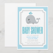 Baby Whale Baby shower Invitation Kaart (Voorkant / Achterkant)