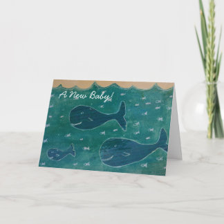 Baby Whale Nouveau bébé Félicitations Carte Bleu