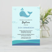 Baby Whale onder het Zee doop uitnodiging (Staand voorkant)