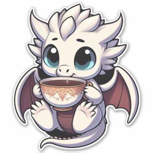 Baby White Dragon drink koffiethee Sticker (Voorkant)