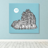  Baby Wieg 2 Monogram 24x24B Canvas Afdrukken (Insitu (Houten vloer))