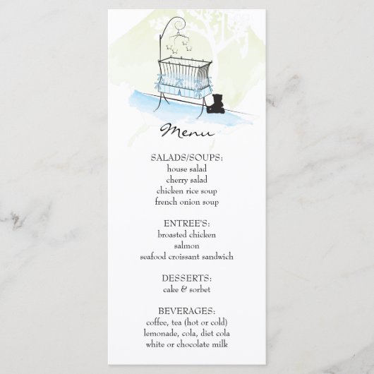 Baby Wieg  | Menu Baby shower (Voorkant)