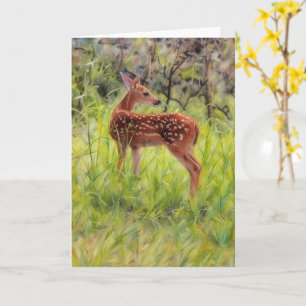 Baby Wild Deer Fawn Art Natuur Note Kaart