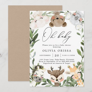 Baby Woodland Animals Baby shower Invitation Kaart