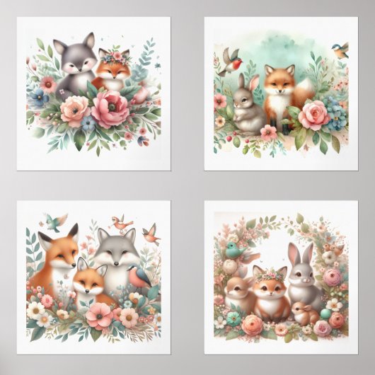 Baby Woodland Animals Nursery Print Set (Recto)