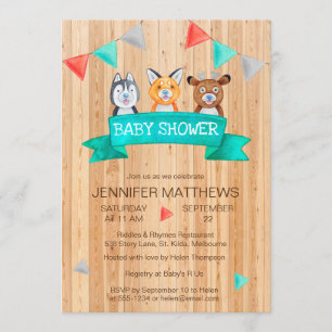 Baby Woodland Animals Waterverf Baby shower Kaart