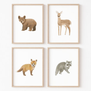 Baby Woodland Animaux Nursery Décor Set de 4