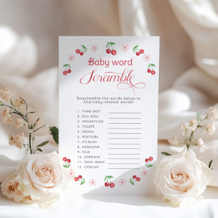 Baby woord Scramble Cherry op Top baby shower spel