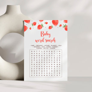 Baby woord zoeken spel, Berry Sweet Baby shower Kaart