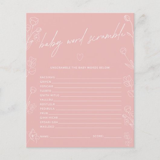 Baby Word Scramble Baby shower Game (Voorkant)