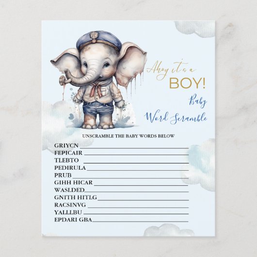 Baby Word Scramble Baby shower Game (Voorkant)