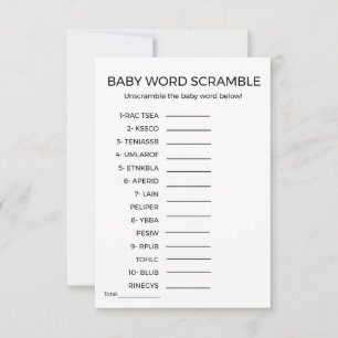 Baby word scramble baby shower spel