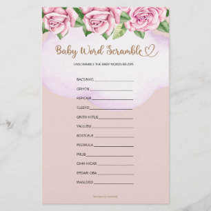Baby Word Scramble Beer Meisje Baby shower