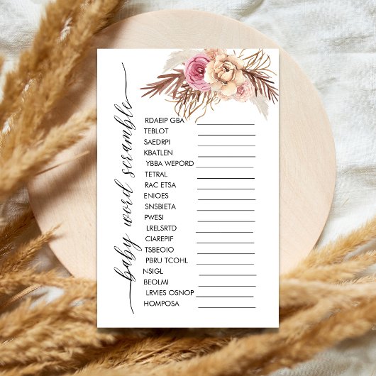 Baby Word Scramble Boho Dusty Roos Bloemen