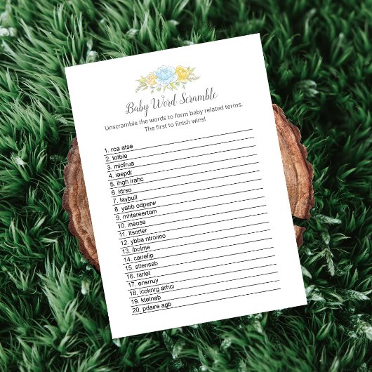 Baby Word Scramble Boy Teddy Bear Kaart