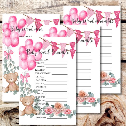 Baby Word Scramble Lief Meisje Ballon Eucalyptus