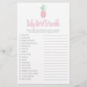 Baby Word Scramble Pineapple Baby shower Game Flyer
