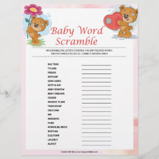 Baby Word Scramble [Teddy Bears] Briefhoofd