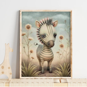 Baby Zebra Afrikaans dier   Afdrukken van Zebra Poster
