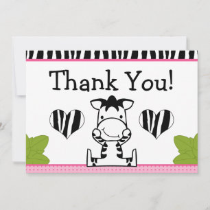 Baby Zebra Baby Girl Carte de remerciements
