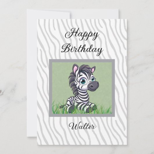 Baby Zebra birthday card for child Kaart (Voorkant)